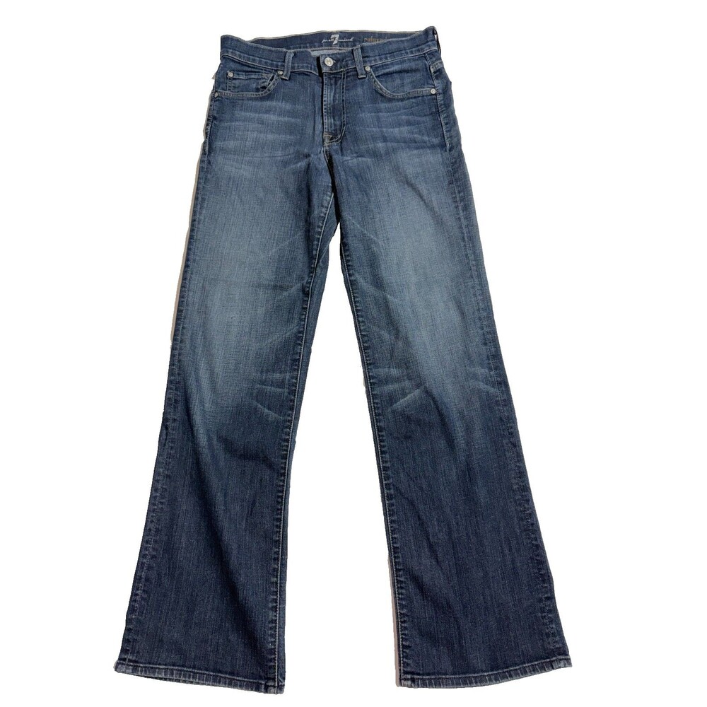 7 For all Mankind Mens Relaxed Straight Leg Jeans Sz 31 Dark Blue 98% Cotton EUC